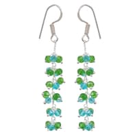 Peridot & Blue Topaz Zircon Beads Dangle Drop Style Earrings CE-1146 photo 2