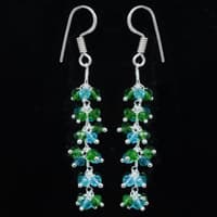 Peridot & Blue Topaz Zircon Beads Dangle Drop Style Earrings CE-1146 photo 3