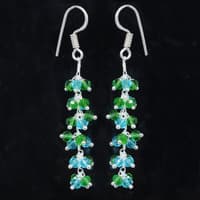 Peridot & Blue Topaz Zircon Beads Dangle Drop Style Earrings CE-1146 photo 4