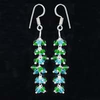 Peridot & Blue Topaz Zircon Beads Dangle Drop Style Earrings CE-1146 photo 5