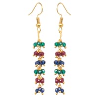 Emerald Ruby Sapphire Color Zircon Beads Dangle Style Earrings CE-1147 photo 2