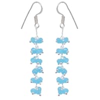 Blue Chalcedony Zircon Beads Dangle Drop Style Earrings CE-1148 photo 1