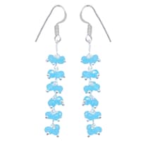 Blue Chalcedony Zircon Beads Dangle Drop Style Earrings CE-1148 photo 2