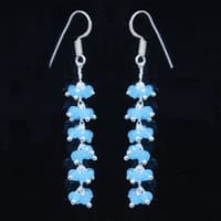 Blue Chalcedony Zircon Beads Dangle Drop Style Earrings CE-1148 photo 3