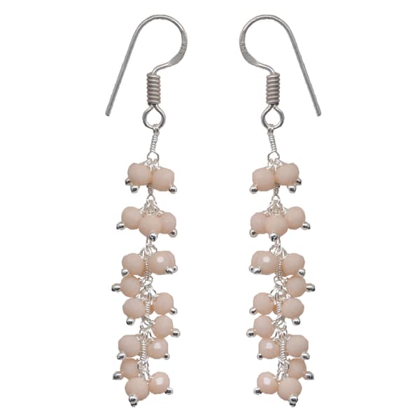 Pink Opal Color Zircon Beads Dangle Drop Style Earrings CE-1150