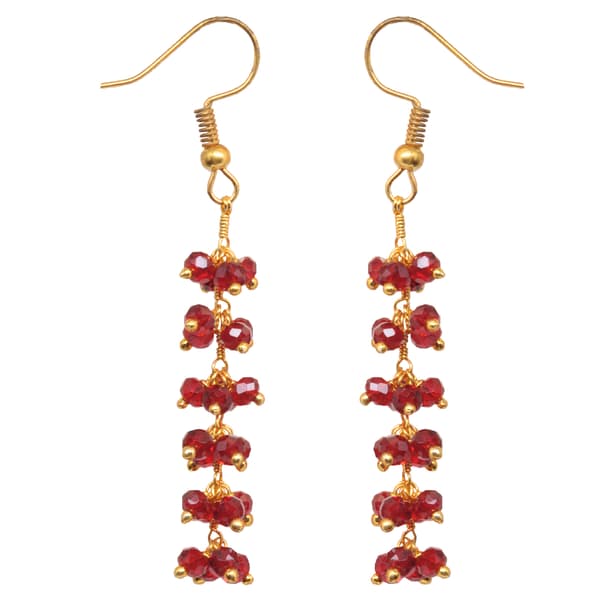 Red Crystal Color Zircon Beads Dangle Drop Style Earrings CE-1151