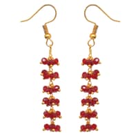 Red Crystal Color Zircon Beads Dangle Drop Style Earrings CE-1151 photo 2