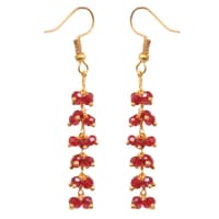 Red Crystal Color Zircon Beads Dangle Drop Style Earrings CE-1151 photo 3