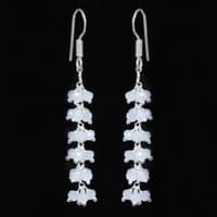 White Moonstone Zircon Beads Dangle Drop Style Earrings CE-1152 photo 4