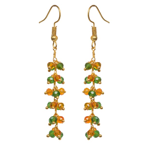 T-Savorite & Citrine Color Zircon Beads Dangle Style Earrings CE-1153