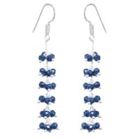 Blue Sapphire Zircon Beads Dangle Drop Style Earrings CE-1154 photo 2
