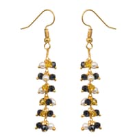 Pearl Yellow Sapphire & Black Spinel Zircon Beads Dangle Style Earrings  CE-1155 photo 1