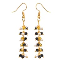 Pearl Yellow Sapphire & Black Spinel Zircon Beads Dangle Style Earrings  CE-1155 photo 2