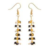 Pearl Yellow Sapphire & Black Spinel Zircon Beads Dangle Style Earrings  CE-1155 photo 3