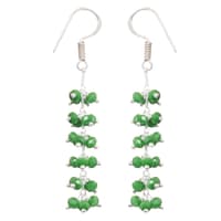 Emerald Green Color Zircon Beads Dangle Drop Style Earrings CE-1156 photo 1