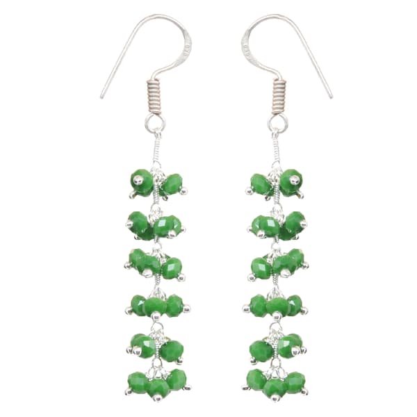 Emerald Green Color Zircon Beads Dangle Drop Style Earrings CE-1156