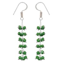 Emerald Green Color Zircon Beads Dangle Drop Style Earrings CE-1156 photo 2