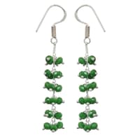 Emerald Green Color Zircon Beads Dangle Drop Style Earrings CE-1156 photo 3