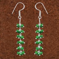 Emerald Green Color Zircon Beads Dangle Drop Style Earrings CE-1156 photo 5