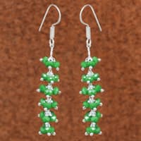 Emerald Green Color Zircon Beads Dangle Drop Style Earrings CE-1156 photo 6