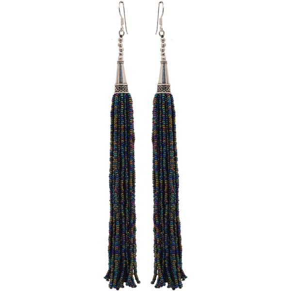 Peacock Neck Color Zircon Beads Dangle Drop Style Earrings CE-1157