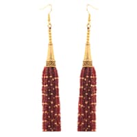 Red Garnet Color Zircon Beads Dangle Drop Style Earrings CE-1159 photo 3