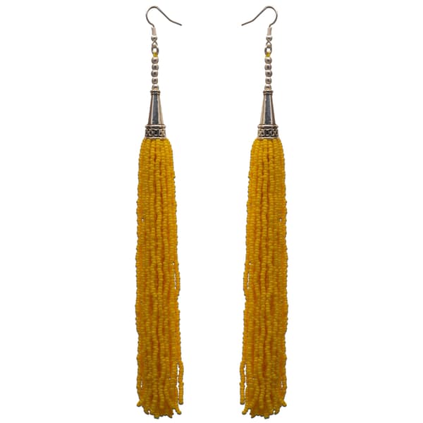 Yellow Color Zircon Beads Dangle Drop Style Earrings CE-1160