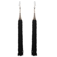 Black Onyx Zircon Beads Dangle Drop Style Earrings CE-1162 photo 3
