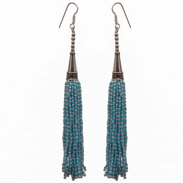 Pearl & Turquoise Color Zircon Beads Dangle Style Earrings CE-1163