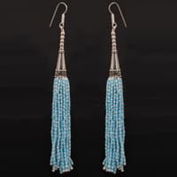 Pearl & Turquoise Color Zircon Beads Dangle Style Earrings CE-1163 photo 2