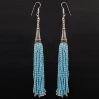 Pearl & Turquoise Color Zircon Beads Dangle Style Earrings CE-1163 photo 5