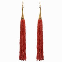 Red Jasper Color Zircon Beads Dangle Drop Style Earrings CE-1164 photo 1