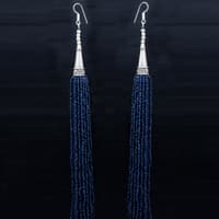 Blue Sapphire Color Zircon Beads Dangle Drop Style Earrings CE-1165 photo 2