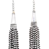 Pearl & Black Onyx Zircon Beads Dangle Drop Style Earrings CE-1166 photo 2
