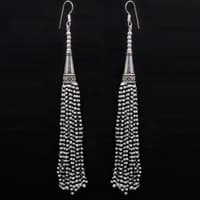 Pearl & Black Onyx Zircon Beads Dangle Drop Style Earrings CE-1166 photo 4