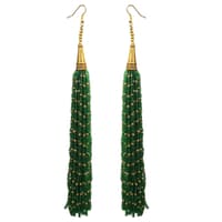 Emerald Green Color Zircon Beads Dangle Drop Style Earrings CE-1167 photo 1