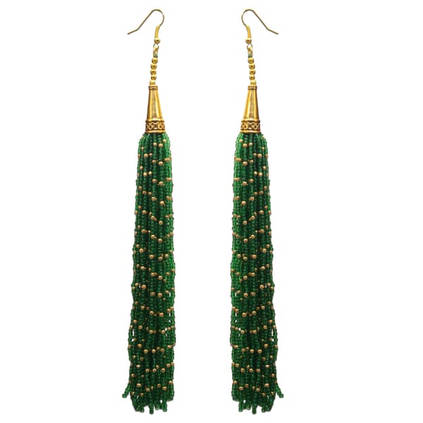 Emerald Green Color Zircon Beads Dangle Drop Style Earrings CE-1167
