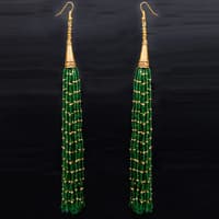 Emerald Green Color Zircon Beads Dangle Drop Style Earrings CE-1167 photo 2
