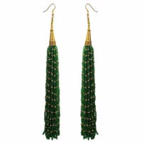 Emerald Green Color Zircon Beads Dangle Drop Style Earrings CE-1167 photo 3