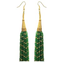 Emerald Green Color Zircon Beads Dangle Drop Style Earrings CE-1167 photo 4