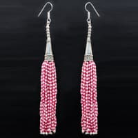 Pearl & Pink Tourmaline Zircon Beads Dangle Style Earrings CE-1168 photo 3