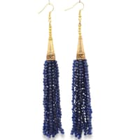Blue Sapphire Color Zircon Beads Dangle Style Earrings CE-1169 photo 2