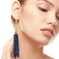 Blue Sapphire Color Zircon Beads Dangle Style Earrings CE-1169 photo 3