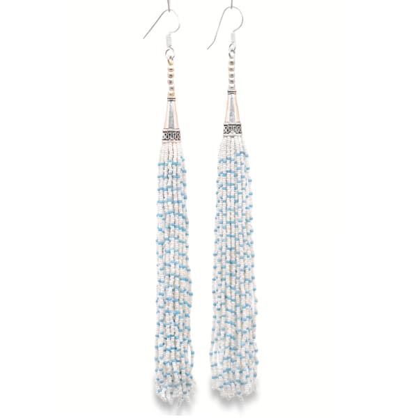 Pearl & Turquoise Color Zircon Beads Dangle Style Earrings CE-1170