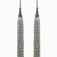 Pearl & Turquoise Color Zircon Beads Dangle Style Earrings CE-1170 photo 4