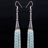 Pearl & Turquoise Color Zircon Beads Dangle Style Earrings CE-1170 photo 5