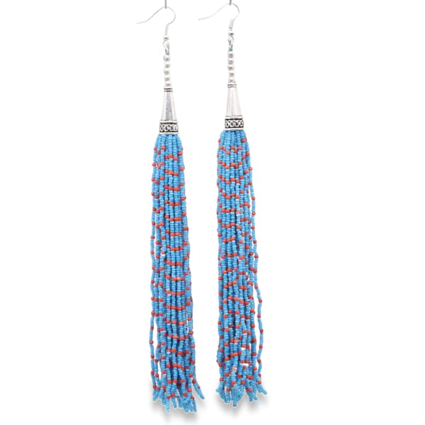 Turquoise & Jasper Color Zircon Beads Dangle Style Earrings CE-1171