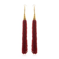 Ruby Red Color Zircon Beads Dangle Drop Style Earrings CE-1172 photo 1