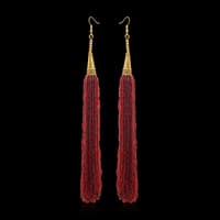 Ruby Red Color Zircon Beads Dangle Drop Style Earrings CE-1172 photo 2