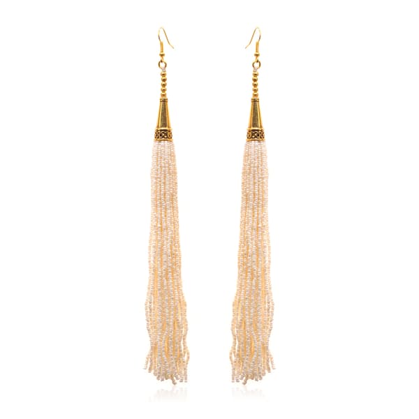 Fine Quality Pearl Beaded Earrings In Yellow Gold Plating CE-1174